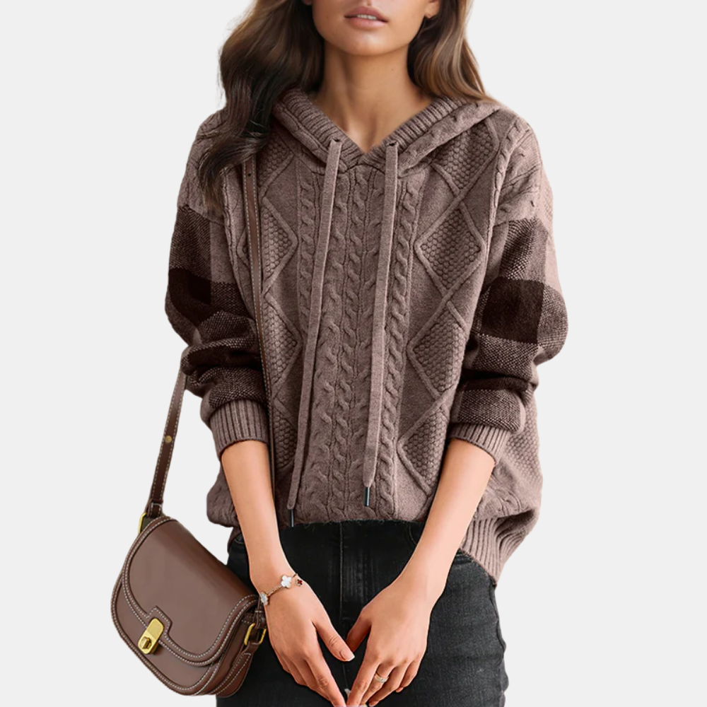 Aveline™ | Cable Knit Hoodie Sweater