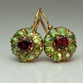 Ayla™ | Round Green and Red Crystal Earrings