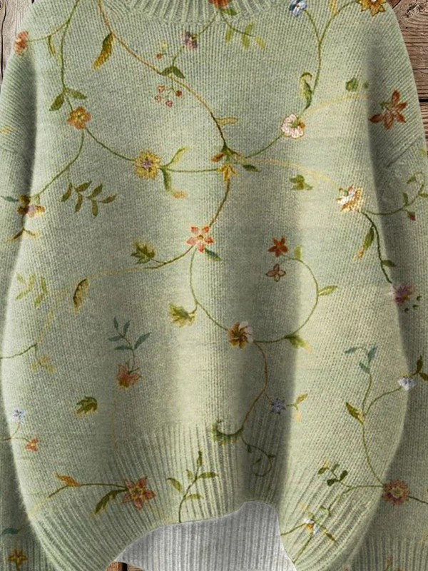 Bernice™ | Vintage crochet turtleneck with floral print